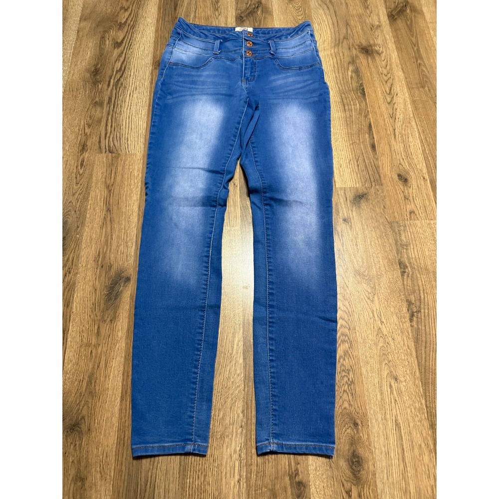 LEI Jeans Womens Size 9 Blue Denim High Rise Triple Button Fly Skinny Jeans